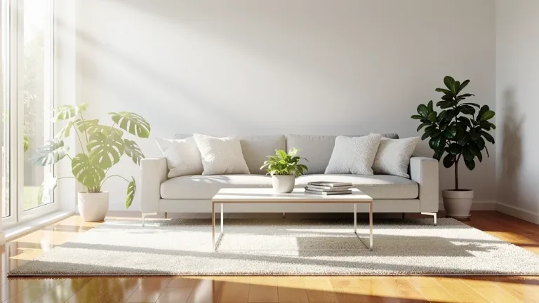 Sparkling clean living room after weekend deep cleaning