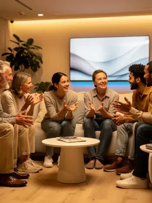 Diverse group actively communicating, symbolizing strong relationships and effective dialogue.