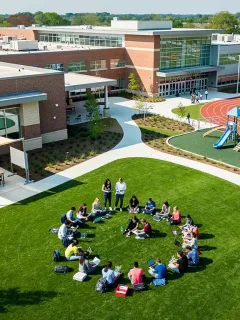 Modern school campus benefiting from federal education funding in 2026