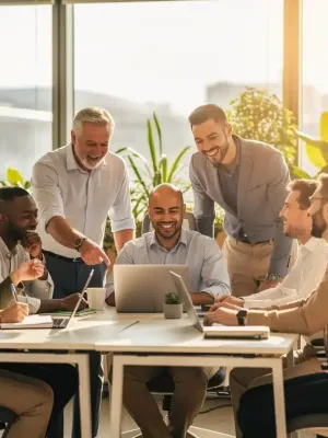 Employees thriving in a supportive workplace environment