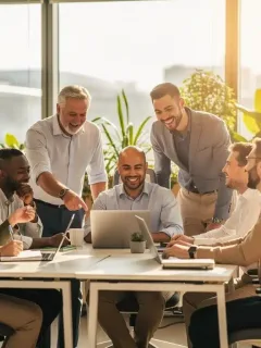 Employees thriving in a supportive workplace environment