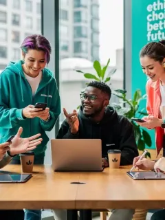 Gen Z individuals interacting with technology, shaping future consumer trends