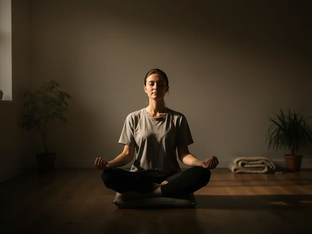 Person practicing a calm screen-free evening mindfulness routine