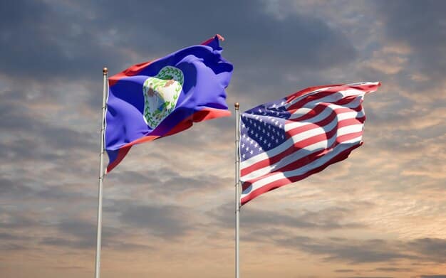 A split image showing the US flag on one side and the Peruvian flag on the other, with goods being exchanged in the middle, representing trade relations.