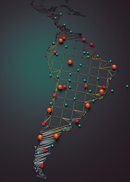 A network security diagram overlaid on a map of Peru, illustrating the flow of data and the importance of securing it.