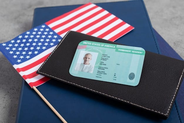 A close-up of a green card (Permanent Resident Card) and a Social Security card, arranged side-by-side on a wooden desk. The focus is on the details of the cards, emphasizing their importance for accessing US Social Security benefits.