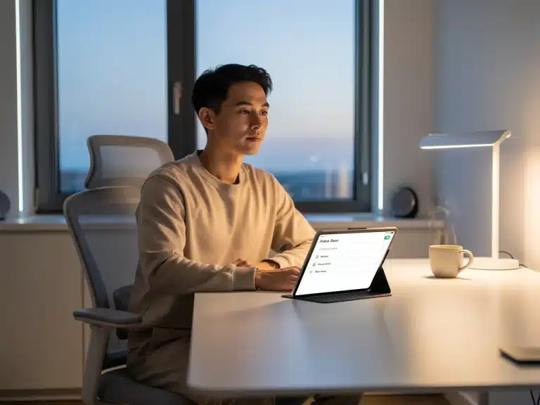Person focused on productive morning routine in 2026