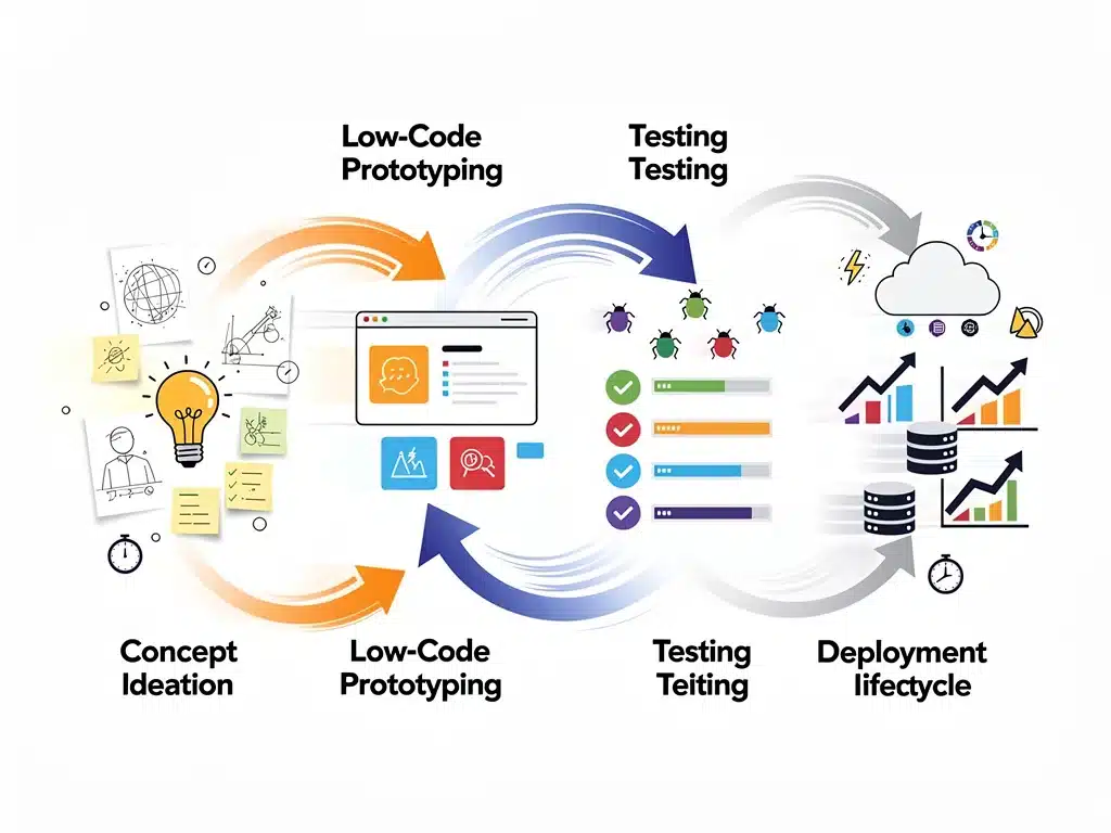 Infographic illustrating accelerated low-code development lifecycle