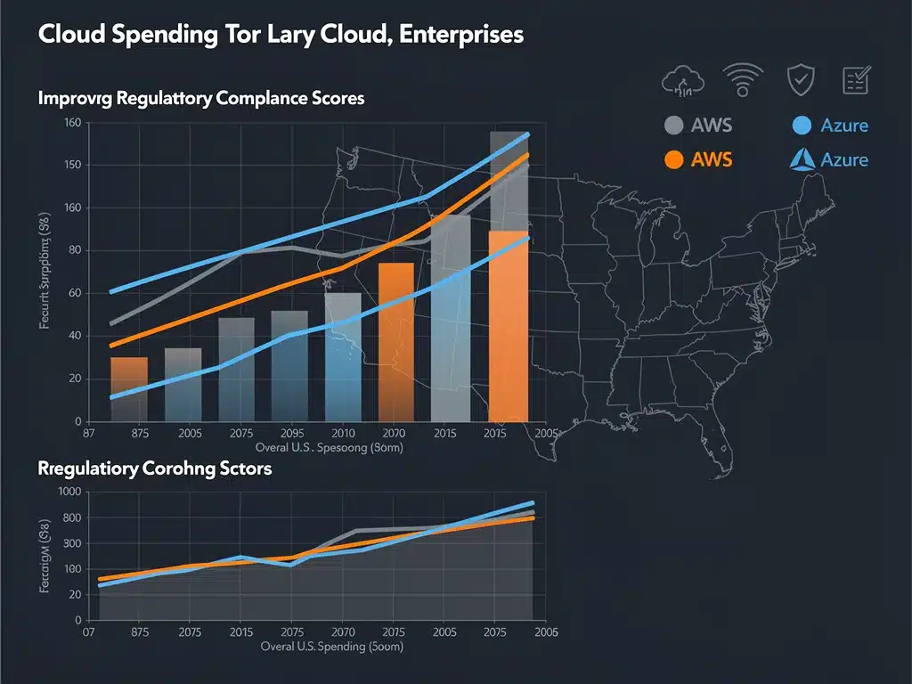 Chart showing cloud spending and security trends for U.S. enterprises on AWS and Azure, highlighting financial and security implications.