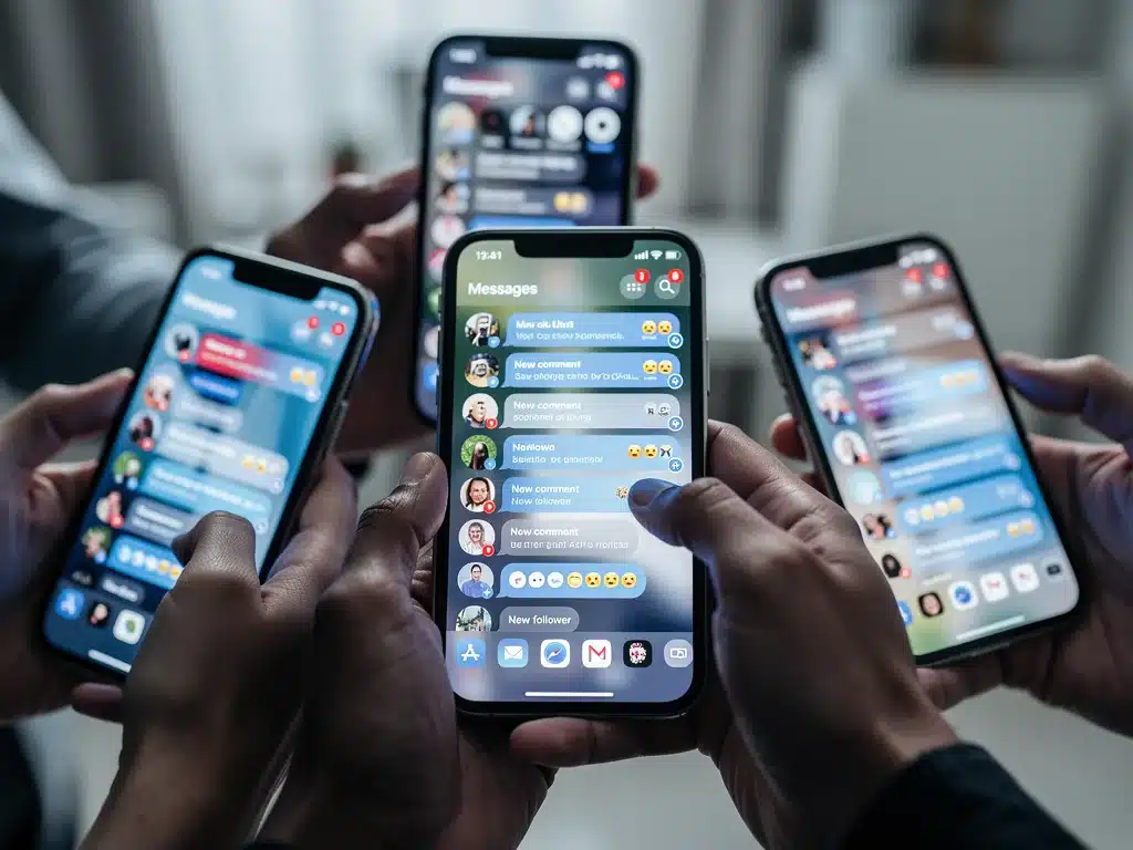 Hands holding smartphones, illustrating digital communication etiquette