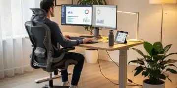 Ergonomic home office setup with adjustable desk and chair for productivity