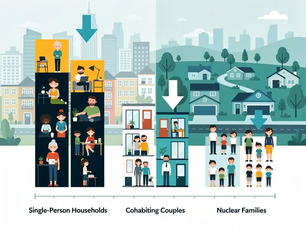 Graphic showing evolving US household types