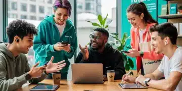 Gen Z individuals interacting with technology, shaping future consumer trends