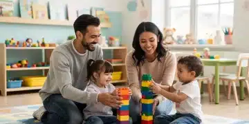 Childcare Subsidies 2026: Reduce Costs Up to 30% with Federal Programs Happy family enjoying affordable childcare in a modern facility.