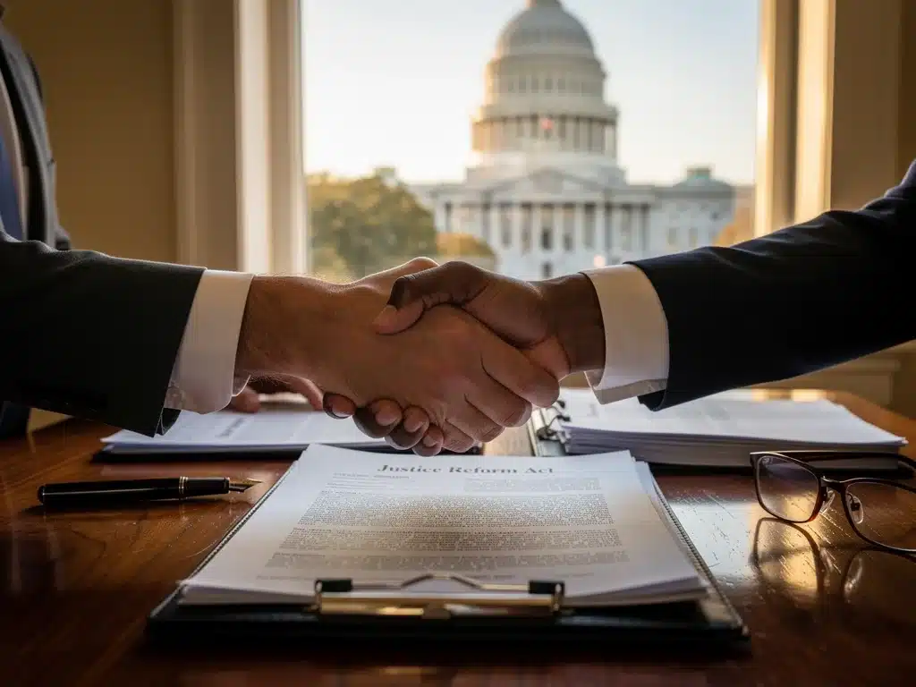 Legal professionals finalizing criminal justice legislation