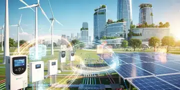 Illustration of a modernized energy grid with integrated renewables