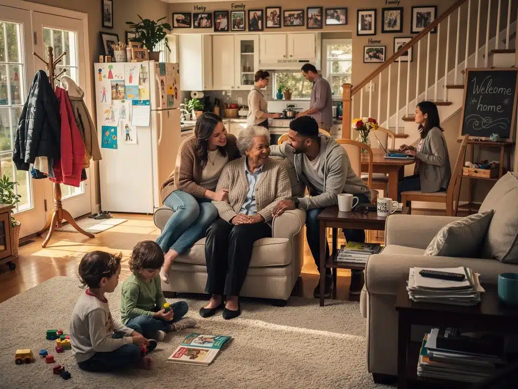 Multi-generational family living together in the US
