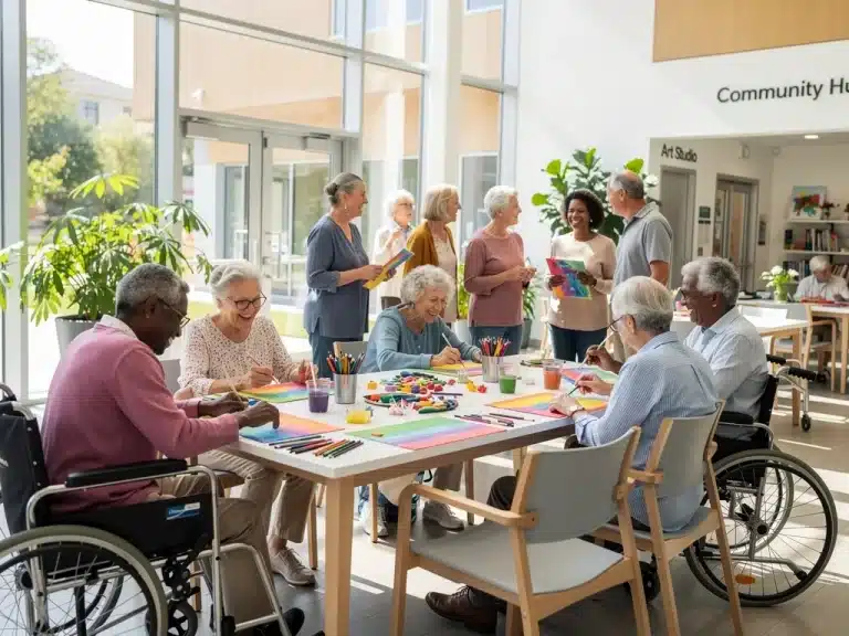 Seniors engaging in community activities, representing social innovation