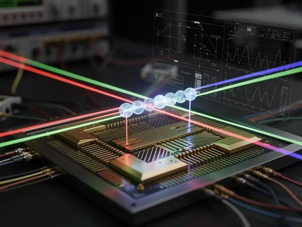Trapped-ion quantum computing setup with lasers manipulating ions